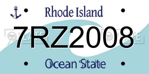 7RZ2008 Rhode Island License Plate