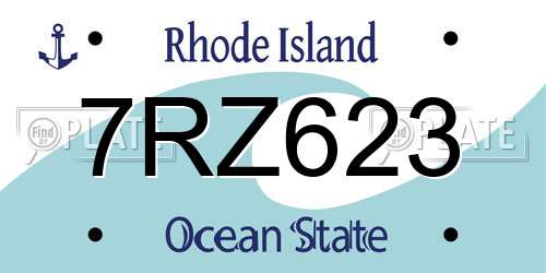 7RZ623 Rhode Island License Plate