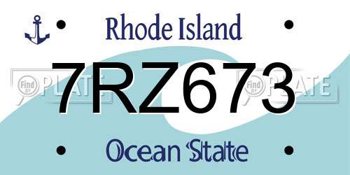 7RZ673 Rhode Island License Plate