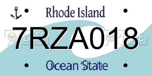 7RZA018 Rhode Island License Plate