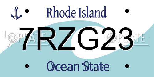 7RZG23 Rhode Island License Plate