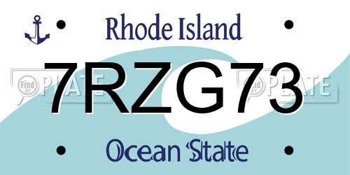 7RZG73 Rhode Island License Plate