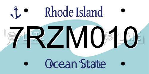 7RZM010 Rhode Island License Plate