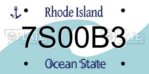 7S00B3 Rhode Island License Plate