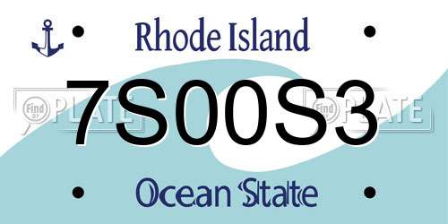 7S00S3 Rhode Island License Plate