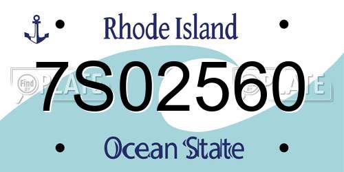 7S02560 Rhode Island License Plate