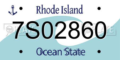 7S02860 Rhode Island License Plate