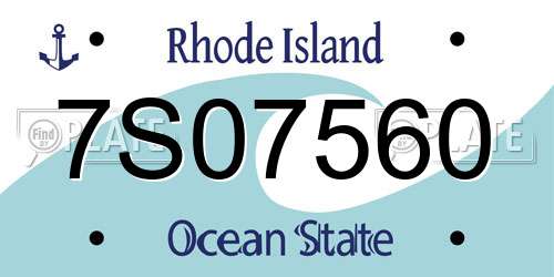 7S07560 Rhode Island License Plate