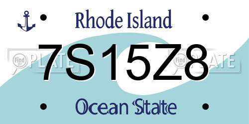 7S15Z8 Rhode Island License Plate