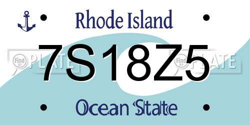 7S18Z5 Rhode Island License Plate