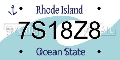7S18Z8 Rhode Island License Plate