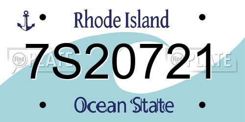 7S20721 Rhode Island License Plate