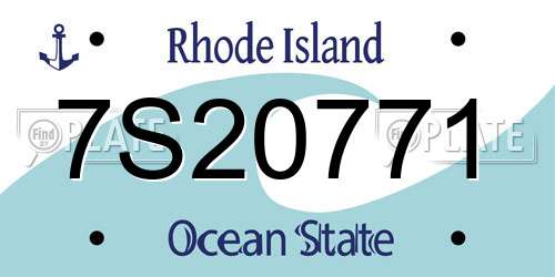 7S20771 Rhode Island License Plate