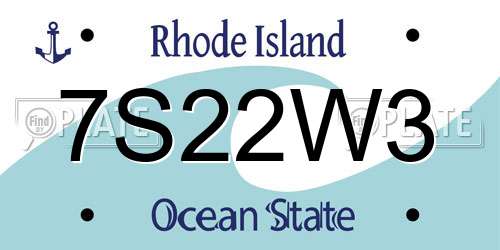 7S22W3 Rhode Island License Plate