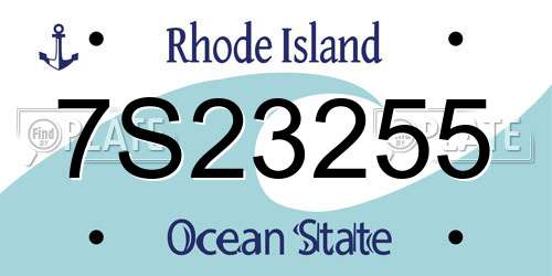 7S23255 Rhode Island License Plate