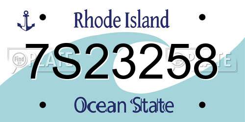 7S23258 Rhode Island License Plate