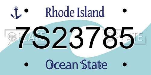7S23785 Rhode Island License Plate