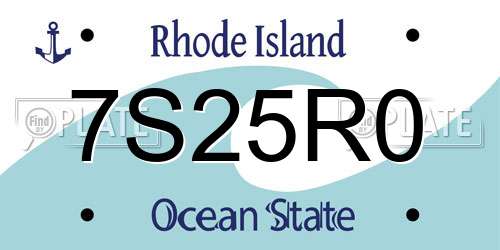 7S25R0 Rhode Island License Plate