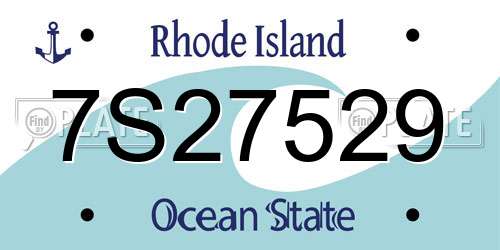 7S27529 Rhode Island License Plate