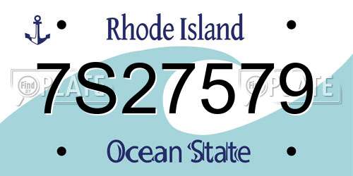 7S27579 Rhode Island License Plate