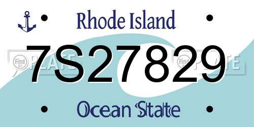 7S27829 Rhode Island License Plate