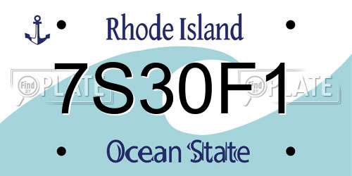 7S30F1 Rhode Island License Plate