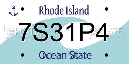 7S31P4 Rhode Island License Plate