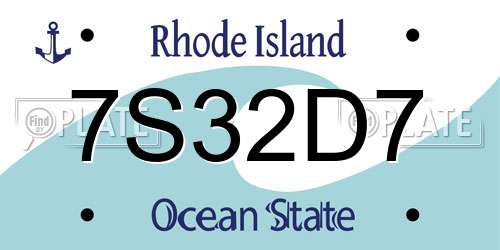7S32D7 Rhode Island License Plate