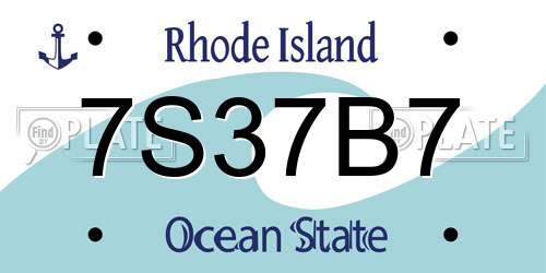 7S37B7 Rhode Island License Plate
