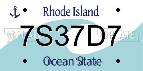 7S37D7 Rhode Island License Plate