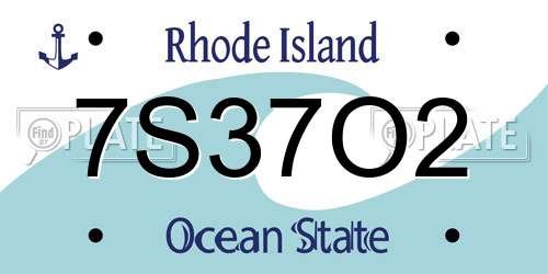 7S37O2 Rhode Island License Plate