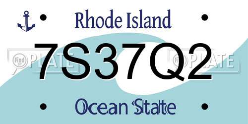 7S37Q2 Rhode Island License Plate