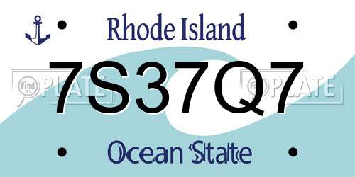 7S37Q7 Rhode Island License Plate