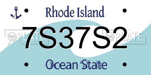 7S37S2 Rhode Island License Plate