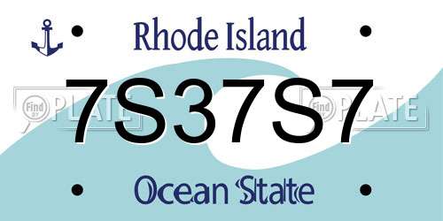 7S37S7 Rhode Island License Plate