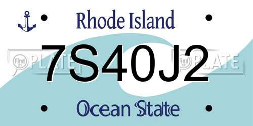 7S40J2 Rhode Island License Plate