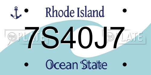 7S40J7 Rhode Island License Plate