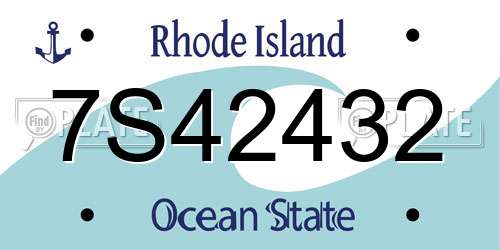 7S42432 Rhode Island License Plate