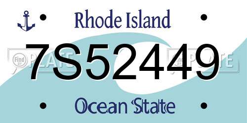 7S52449 Rhode Island License Plate