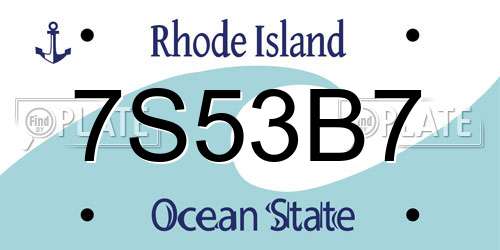 7S53B7 Rhode Island License Plate