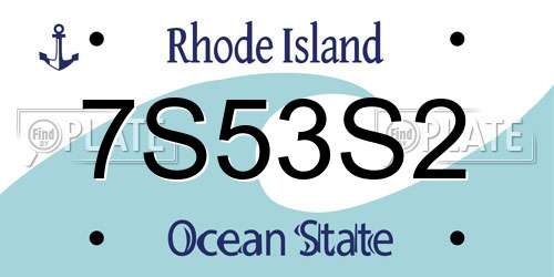 7S53S2 Rhode Island License Plate