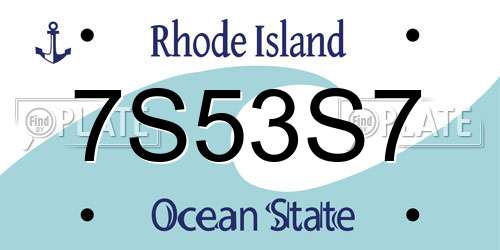 7S53S7 Rhode Island License Plate