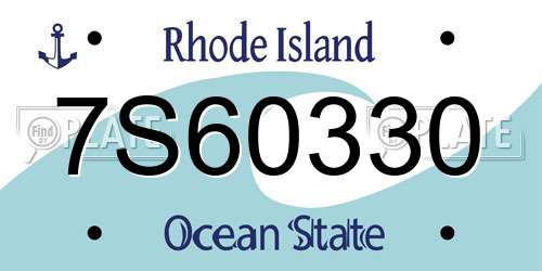 7S60330 Rhode Island License Plate