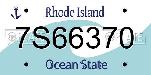 7S66370 Rhode Island License Plate