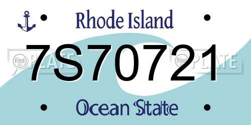7S70721 Rhode Island License Plate