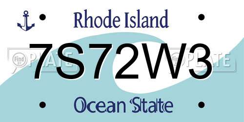 7S72W3 Rhode Island License Plate