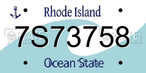 7S73758 Rhode Island License Plate