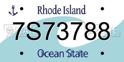 7S73788 Rhode Island License Plate