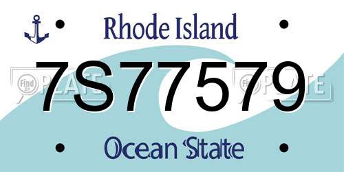 7S77579 Rhode Island License Plate