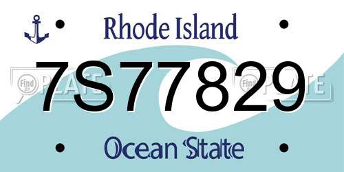 7S77829 Rhode Island License Plate